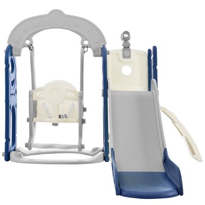 Infurnic Baby Activity Gyms, Baby Play Set with 5-in-1 Toddler Slide and Climbing Frame, for Baby Essentials Gift, Gray, 71.6"*56.3"*45.2"