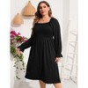 YesFashion Women's Plus Size Ruffle Long Sleeve Dress Square Neck High Waist Smocked Tunic Maxi Dress A Line Dress - 2 of 4