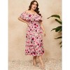 Women Plus Size Off Shoulder Maxi Dress Ruffle Flowy Casual Summer Boho Long Dresses - 2 of 4
