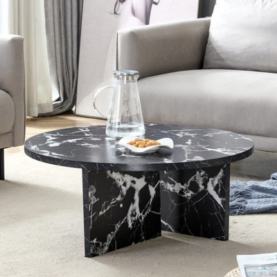 ALEXOUN Round Coffee Table 31.5" – Modern Minimalist Nordic Style Scratch & Heat-Resistant MDF Top,for Living Room, Office, Bedroom