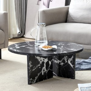 ALEXOUN Round Coffee Table 31.5" – Modern Minimalist Nordic Style Scratch & Heat-Resistant MDF Top,for Living Room, Office, Bedroom - 1 of 4