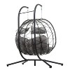 Nestfair 74.8" 2 Person Outdoor Patio Wicker Swing Egg Chair with Cushion Light Gray - 3 of 4