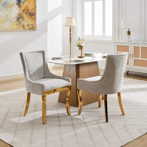 NicBex Vintage Neutrally Toned Thickened Upholstered Dining Chairs Set of 2 with Bronze Nail Head,Modern Style Accent Chairs,Living Room Chairs - 1 of 4