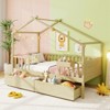 Tangkula Twin House Bed w/ 2 Storage Drawers Roof & Fence Rails Headboard & Footboard - 2 of 4