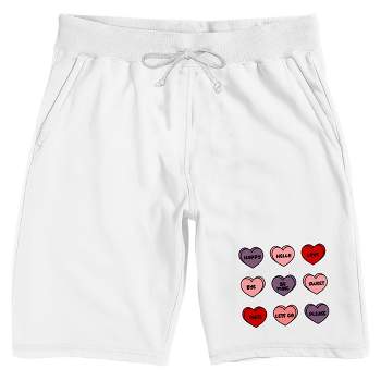Valentine's Day Conversation Candy Hearts Men's White Lounge Shorts