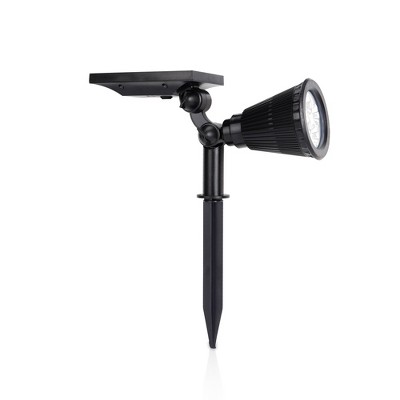 Black Solar Powered Adjustable LED Landscape Spotlights, 2-Pack