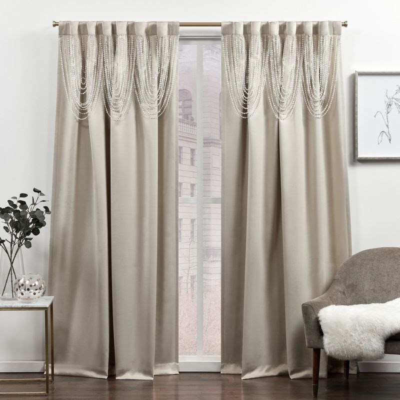Exclusive Home Bliss Room Darkening Blackout Hidden Tab Top Curtain Panels, 54"x84", Sand, Set of 2, 1 of 7