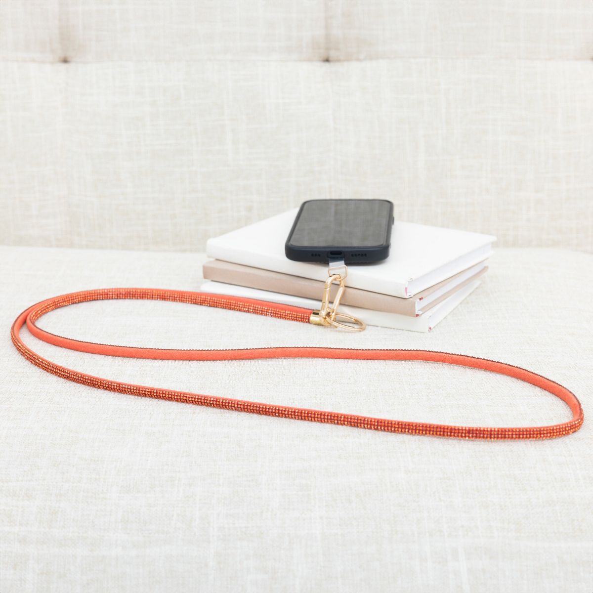 Pavilion Gift Company - Orange Crossbody - Soft Gemmed Phone Lanyard - Cell Phone Accessories - thumbnail 2