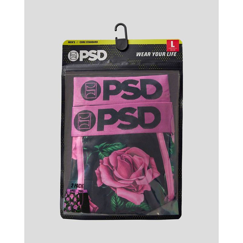 PSD Men&#39;s Rose Floral Print Boxer Briefs 2pk - Pink/Green/Black, 4 of 4