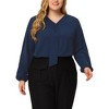 Agnes Orinda Women's Plus Size Office Fashion Long Sleeves Ribbon Front Chiffon Blouses - 2 of 4
