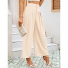 Women High Waisted Wide Leg Palazzo Pants, Flowy Pants Loose Fit Elastic Waist Pleated Trousers Comfy Elegant Business Casual Straight Leg Dress Pants - 3 of 4