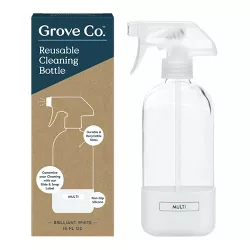 Grove Co. Reusable Cleaning Glass Spray Bottle with Silicone Sleeve - White