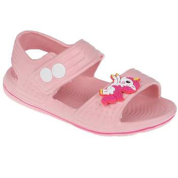 FOAMWALK Toddler Girl's EVA Sandals with Charm Detail- Comfy Sandals for Toddler
