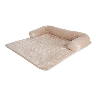Beige Plush Quilted Sofa Cover with Memory Foam Bolster