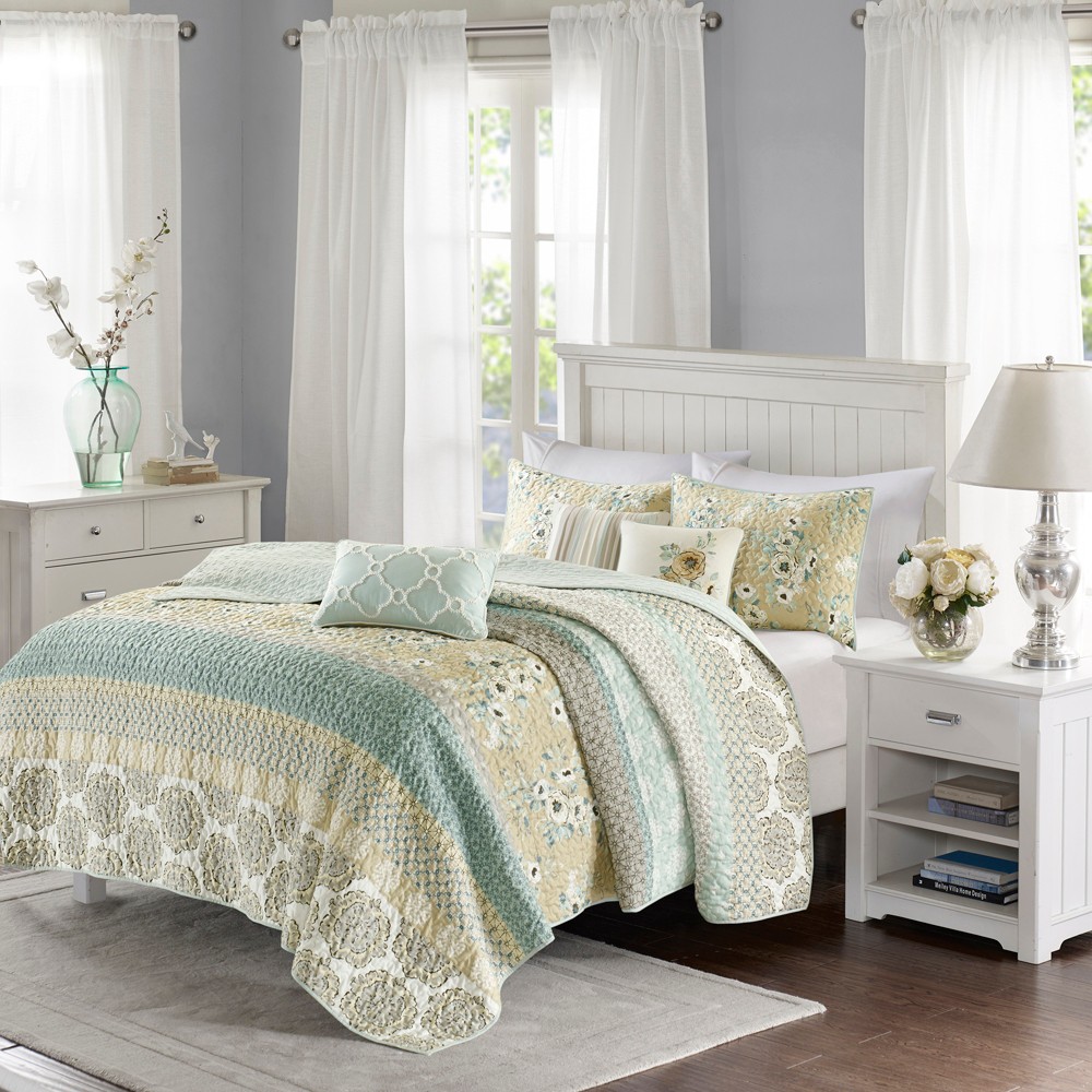 Madison Park Felicity Quilited Green Coverlet Set