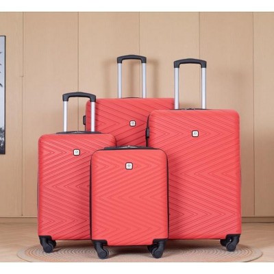 Vynxaria 4-Piece Red ABS Lightweight Luggage Set 16/20/24/28" with Rotating Wheels TSA Lock