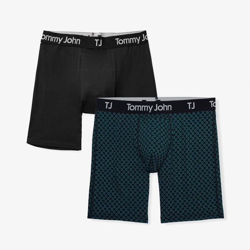 TJ | Tommy John™ Men's 6" Boxer Briefs 2pk - Black/Green, 1 of 7