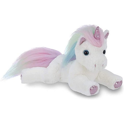 Bearington Lil' Rainbow Shimmers White Plush Stuffed Animal Unicorn,  Rainbow Mane, 10 Inches