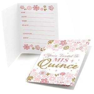Big Dot of Happiness Mis Quince Anos - Fill In Quinceanera Sweet 15 Birthday Party Invitations (8 count) - 1 of 4