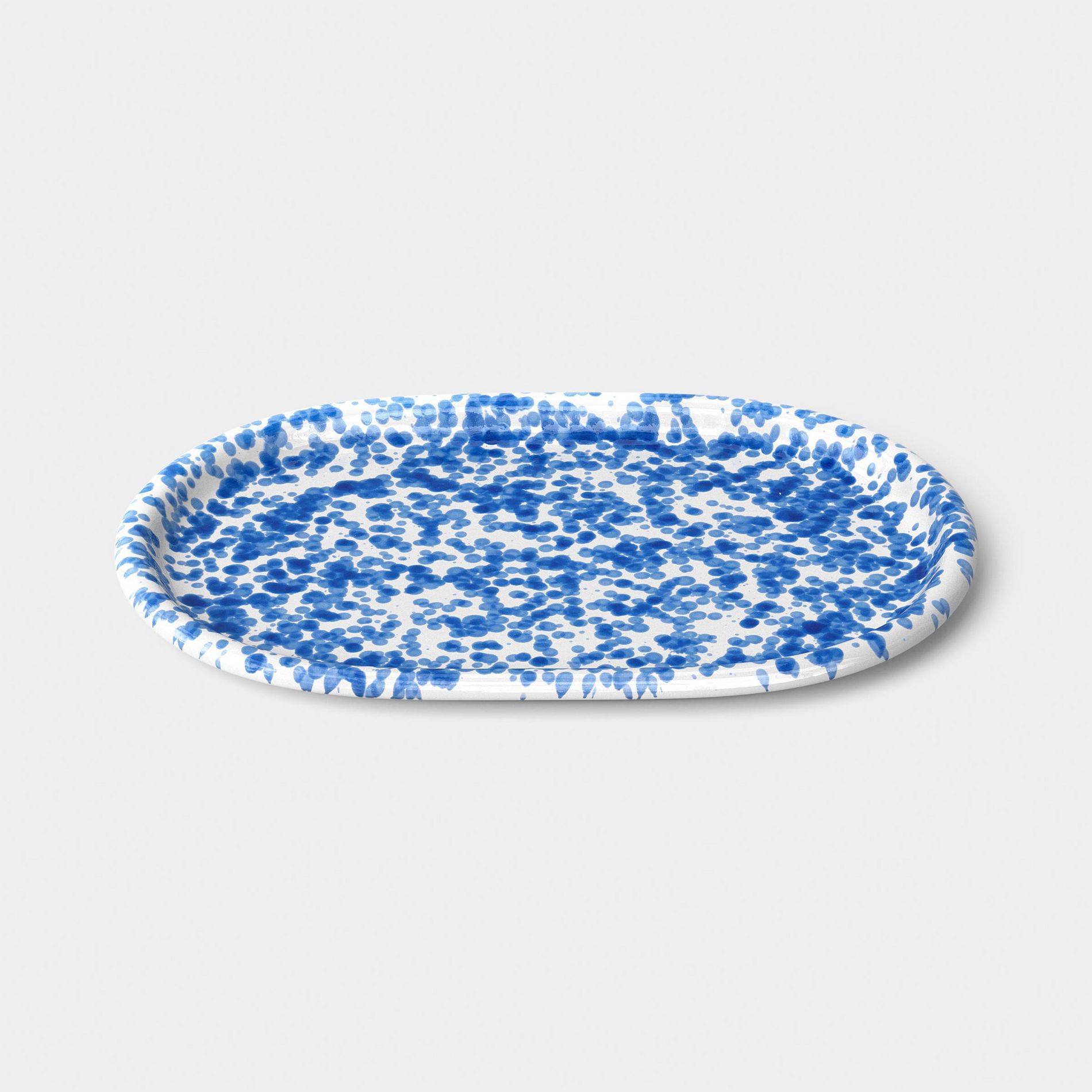 11" Round Rim Serving Platter Blue Splatter - Room Essentials™