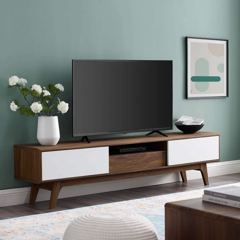 Modway Envision 70 Media Console Wood TV Stand - Walnut White, 1 of 2