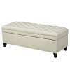 Sapphtopaz Storage Ottoman Upholstered Bench with Wood Legs and Button Tufting Ottoman with Storage for Living Room, Bedroom, Entryway - 2 of 4