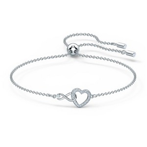 Swarovski  Infinity Heart Bracelet - White - Rhodium Plated Size S - 1 of 1