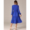 INSPIRE CHIC Women's V Neck Lantern Sleeve Ruffle Flowy A-Line Elegant Midi Dress - 3 of 4