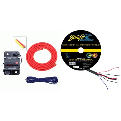 Metra MLAK8-10 50 Amp Breaker 8GA Tinned Pure Copper 10 foot Marine Wiring Kit with Stinger SEASRGB120 120 Feet Of 6-Conductor wire. Two 16-Gauge S...