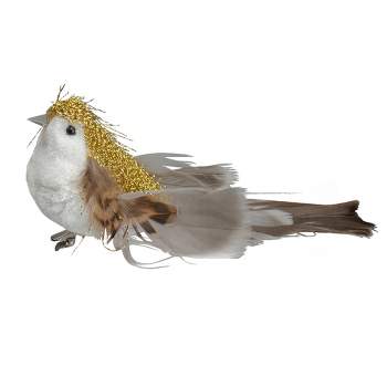 Northlight 5.75" Gold Crested Bird Christmas Clip On Ornament
