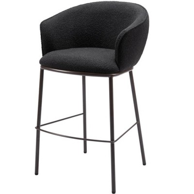 HomeRoots 30" Black And Bronze Shearling And Steel Bar Height Bar Chair