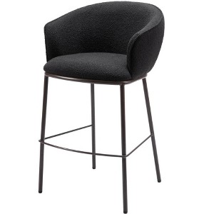 HomeRoots 30" Black And Bronze Shearling And Steel Bar Height Bar Chair - 1 of 4