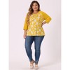 Agnes Orinda Women's Plus Size Round Neck 3/4 Raglan Sleeves Floral Printed Dressy Casual Peasant Tops - 3 of 4