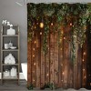 Paaaawaters 1pc Vintage Rustic Wooden Board Door Shower Curtain, Green Leaves On Farmhouse Country Wood Plank - 4 of 4