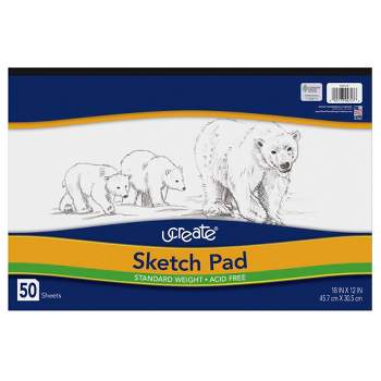 Ucreate Lightweight Sketch Pad, 12 x 18 Inches, White, 50 Sheets