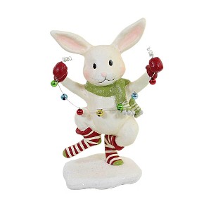 5.75 In Hoppy Christmas Hare Bunny Rabbit Bells Figurines - 1 of 4