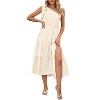 Clearlove Womens Dress One Shoulder Smocked Tiered Split Hem Sleeveless Midi Dress - 4 of 4