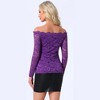 Allegra K Women's Off Shoulder Floral Lace Sheer Long Sleeves Lined Casual Blouse - 3 of 4