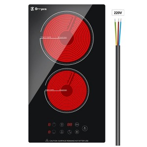 ZACHVO 3000W Electric Cooktop, 2 Burners, Ceramic, Child Safety Lock, Timer, Keep Warm, 9 Levels - 1 of 4