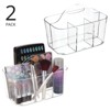 mDesign Small Plastic Divided Cosmetic Storage Organizer Caddy Tote Bin - Clear - 2 of 4