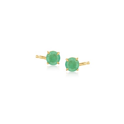 Ross-Simons 0.50 ct. t.w. Round Emerald Stud Earrings in 14kt Yellow Gold