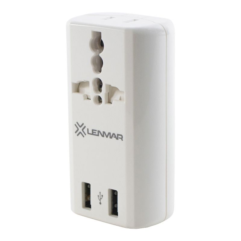 Lenmar Ultra-Compact All-in-One Travel Adapter with USB Port (White), 1 of 9