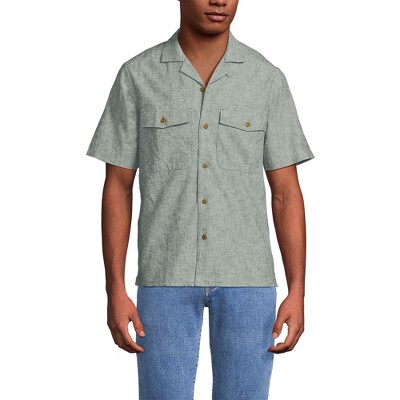 Lands' End Men's Short Sleeve Linen Surplus Shirt
