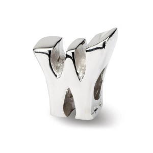 Black Bow Jewelry Sterling Silver Letter W Polished Bead Charm, 10mm - 1 of 3