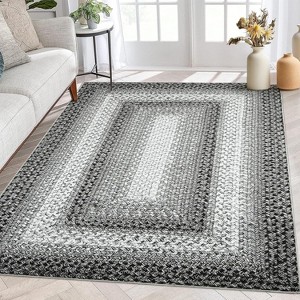 Entryway Rug Small Throw Rug Machine Washable Floor Cover Braided Printed Area Rug Indoor Non Slip Farmhouse Rug Boho Accent Rug - 1 of 4