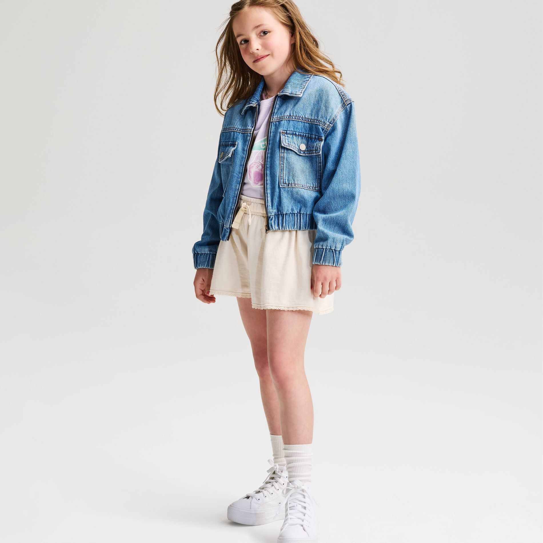 Girls' Lace Trim Knit Pull-On Shorts - Cat & Jack™ Beige S