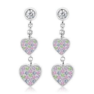 Chanteur Hypoallergenic Kids Jewelry Accessories Heart Dangle CZ White Gold Palladium Plating Stud Earrings Surgical Titanium Posts - 1 of 1