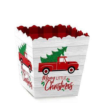 Big Dot of Happiness Merry Little Christmas Tree - Party Mini Favor Boxes - Red Truck Christmas Party Treat Candy Boxes - Set of 12