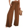 Womens High Waist Casual Pants Loose Fit Wide Leg Pants With Front Pockets - 3 of 3