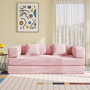 JOYRACER 78.6'' Spring Convertible Sofa Bed with 2 Pillows, Comfy Corduroy Folding Couch, Removable Washable Cover, Floor Sleeper Sofa for Small Space - 1 of 4